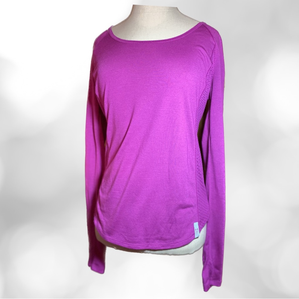 Woman’s Mesh Running UNDER ARMOUR Purple Heatgear Top, EUC, Sz SP